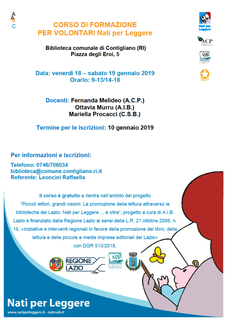 BIBLIOTECA COMUNALE – corso per volontari Nati per Leggere