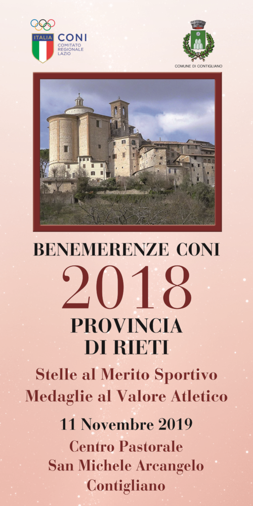 BENEMERENZE CONI 2018 PROVINCIA DI RIETI